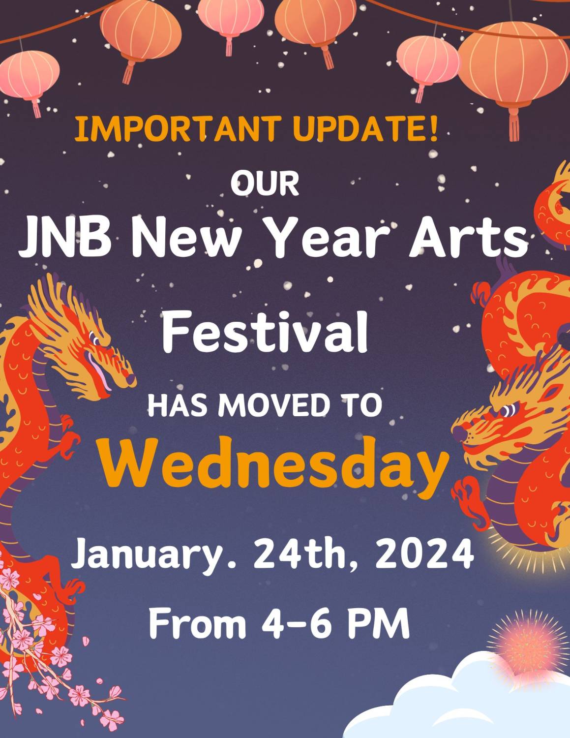 JNB Fine Arts Festival Wednesday Jan 24 4pm to 6pm J.N